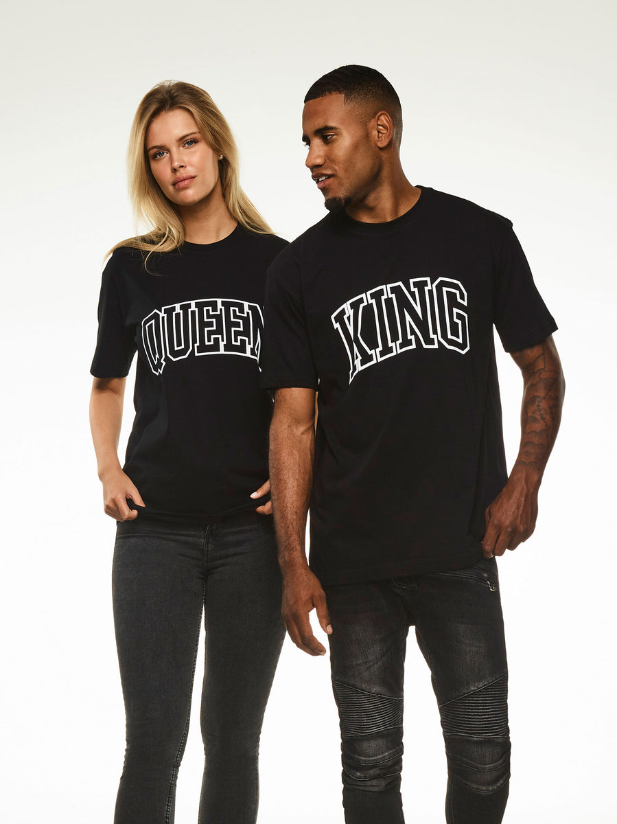 2er King And Queen Varsity Outline T Shirt Paket Hamburger Hänger 